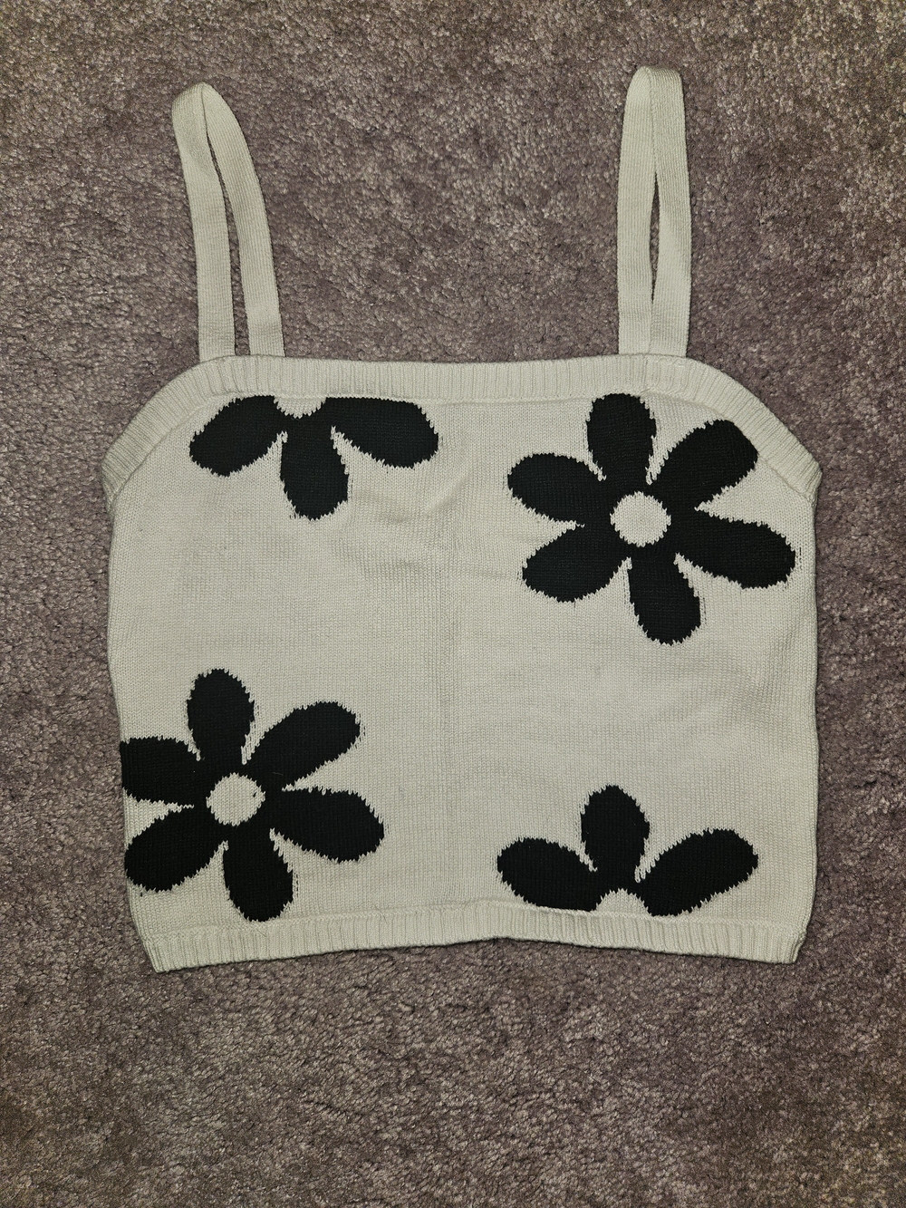 Hollister White Knit Daisy Crop Top